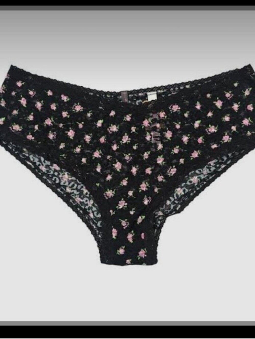 Victoria's secret pink wear everywhere Floral lace cheekster panty MEDIUM BLACK